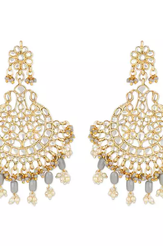 Traditional Handcrafted Pearl Kundan Beaded Earrings for Women/Girls 
