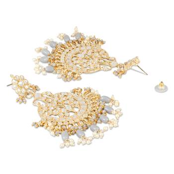 Traditional Handcrafted Pearl Kundan Beaded Earrings for Women/Girls  3