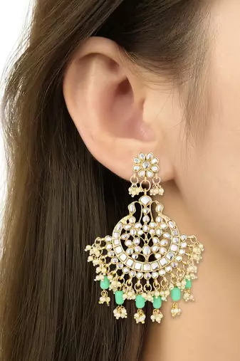 Traditional Handcrafted Pearl Kundan Beaded Earrings for Women/Girls 