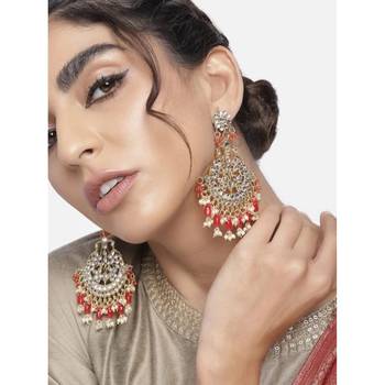 Traditional Handcrafted Pearl Kundan Beaded Earrings for Women/Girls  1