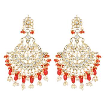 Traditional Handcrafted Pearl Kundan Beaded Earrings for Women/Girls  2