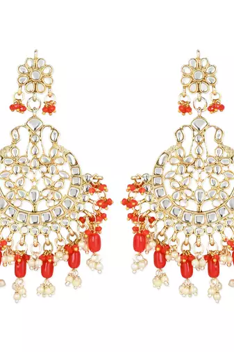 Traditional Handcrafted Pearl Kundan Beaded Earrings for Women/Girls 