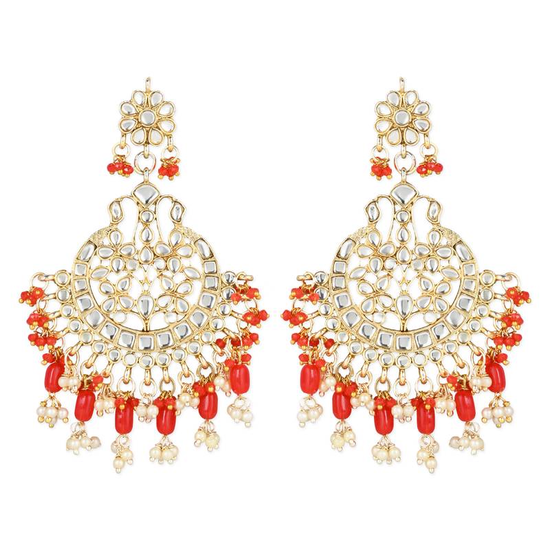 Traditional Handcrafted Pearl Kundan Beaded Earrings for Women/Girls 
