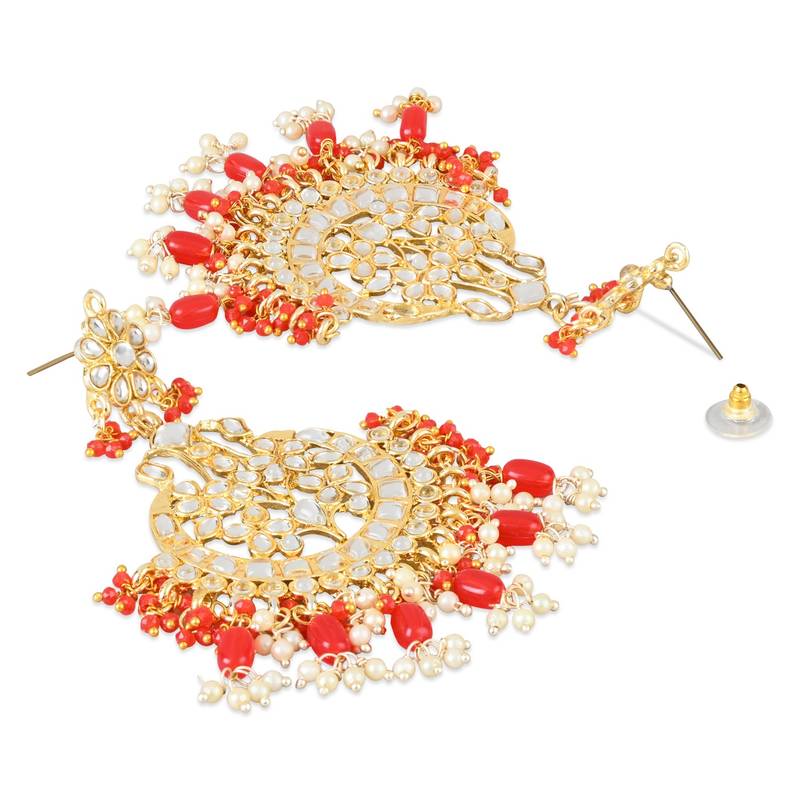 Traditional Handcrafted Pearl Kundan Beaded Earrings for Women/Girls 