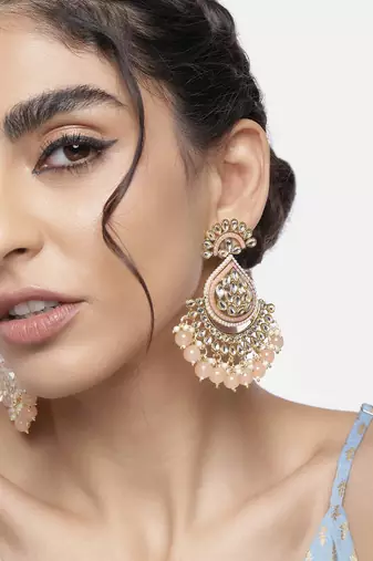 Traditional Handcrafted Kundan Earrings Adorned with Pearls for Women and Girls 