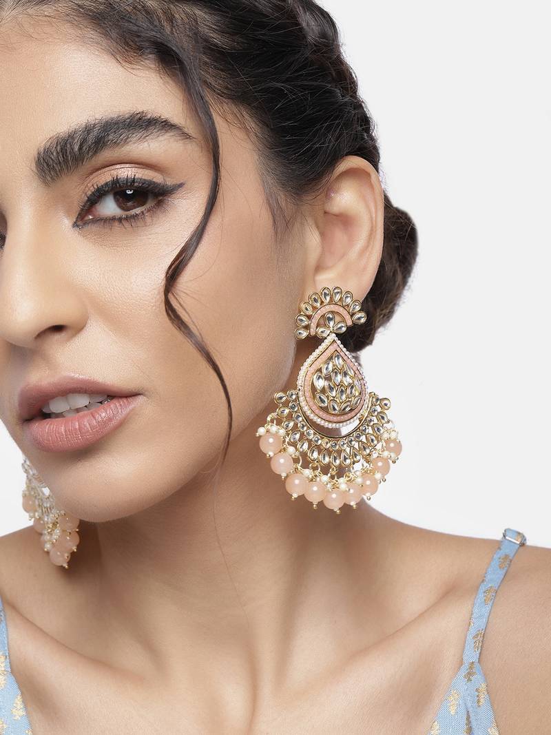 Traditional Handcrafted Kundan Earrings Adorned with Pearls for Women and Girls 