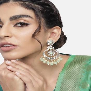 Traditional Handcrafted Kundan Earrings Adorned with Pearls for Women and Girls  1