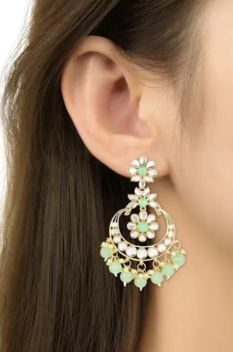 Traditional Handcrafted Kundan Earrings Adorned with Pearls for Women and Girls 