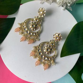 Traditional Handcrafted Pearl Kundan Beaded Earrings for Women/Girls  1