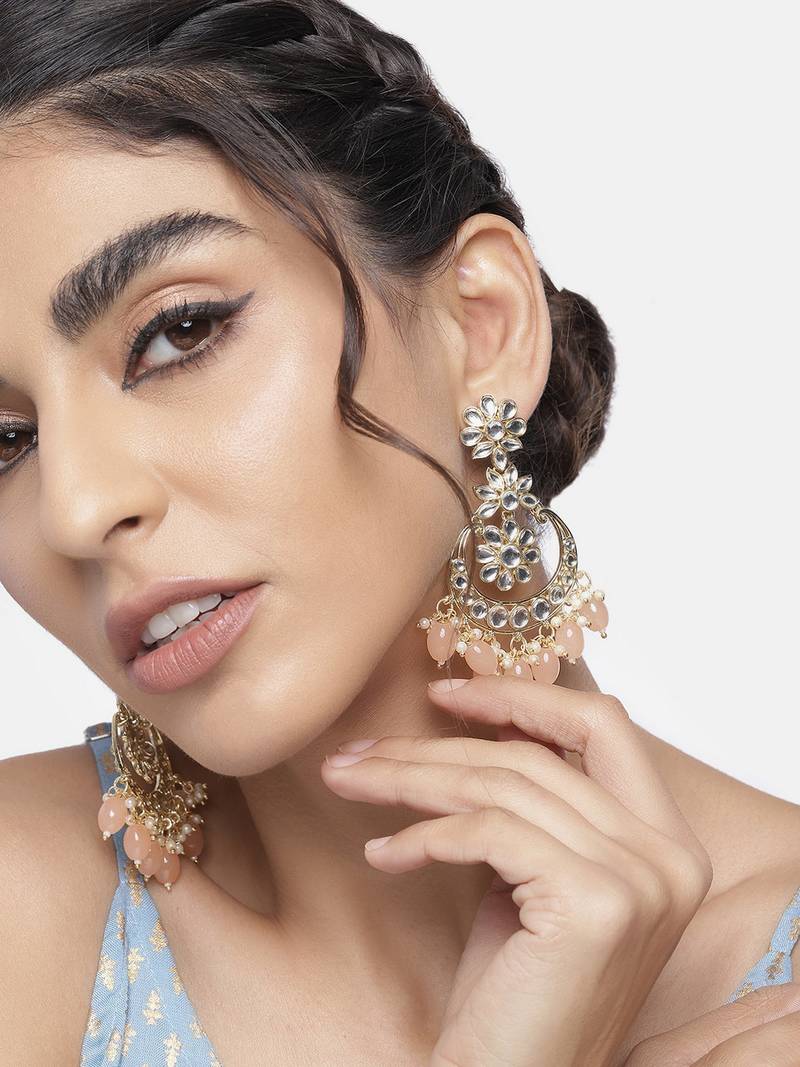 Traditional Handcrafted Pearl Kundan Beaded Earrings for Women/Girls 