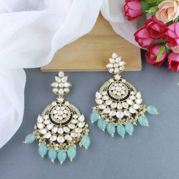 Traditional Handcrafted Pearl Kundan Beaded Earrings for Women/Girls  1