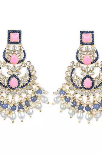 Traditional Handcrafted Pearl Kundan Beaded Earrings for Women/Girls 