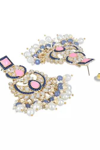 Traditional Handcrafted Pearl Kundan Beaded Earrings for Women/Girls 