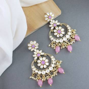 Traditional Handcrafted Pearl Kundan Beaded Earrings for Women/Girls  1