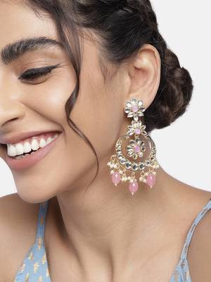 Traditional Handcrafted Pearl Kundan Beaded Earrings for Women/Girls  3