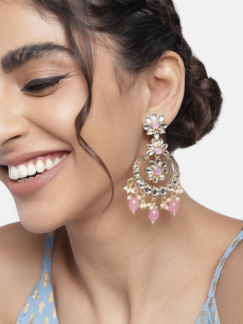 Traditional Handcrafted Pearl Kundan Beaded Earrings for Women/Girls 