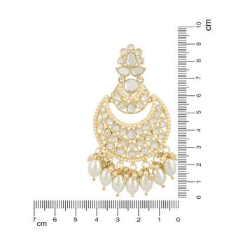 Traditional Handcrafted Pearl Kundan Beaded Chandbali Earrings for Women/Girls  4