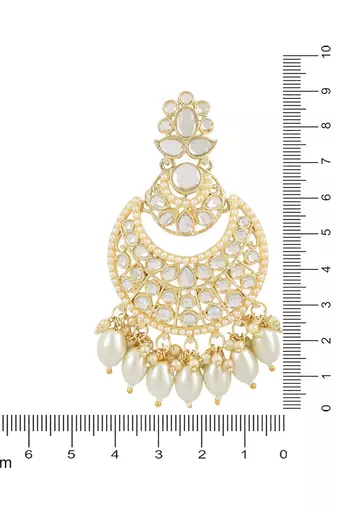 Traditional Handcrafted Pearl Kundan Beaded Chandbali Earrings for Women/Girls 