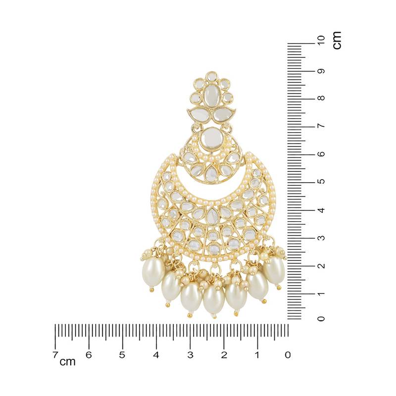 Traditional Handcrafted Pearl Kundan Beaded Chandbali Earrings for Women/Girls 