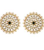 Silver Plated Kundan Pearl Round Earring Traditional Jewellery for Women Girls 