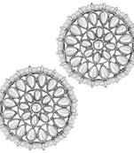 Navratri Ethnic Silver Plated Kundan Pearl Round Earring Traditional Jewellery for Women Girls 