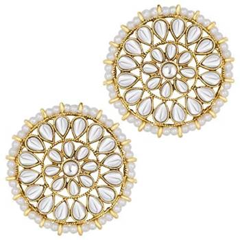 Silver Plated Kundan Pearl Round Earring Traditional Jewellery for Women Girls  1
