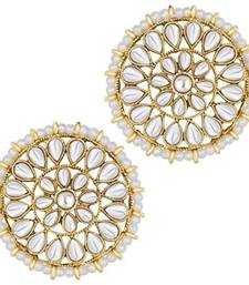 Silver Plated Kundan Pearl Round Earring Traditional Jewellery for Women Girls 