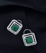 Silver Plated Glittering Crystal AD Stone Studs Earrings for Women & Girls 