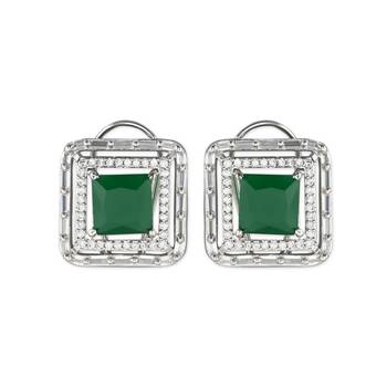 Silver Plated Glittering Crystal AD Stone Studs Earrings for Women & Girls  2