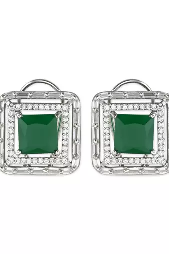 Silver Plated Glittering Crystal AD Stone Studs Earrings for Women & Girls 