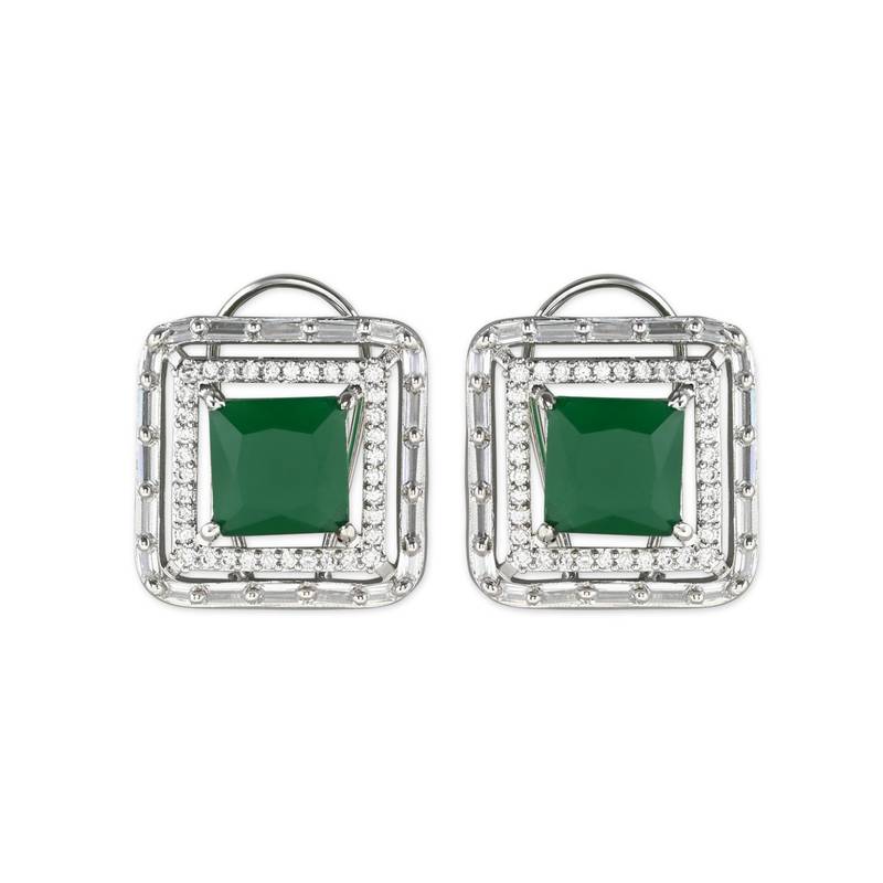 Silver Plated Glittering Crystal AD Stone Studs Earrings for Women & Girls 