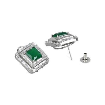 Silver Plated Glittering Crystal AD Stone Studs Earrings for Women & Girls  3