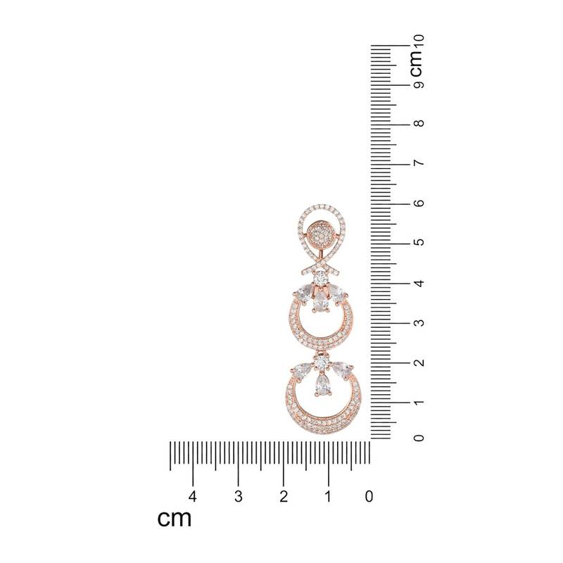 Rose Gold Plated Glittering Crystal AD Stone studded Earrings for Women & Girls 