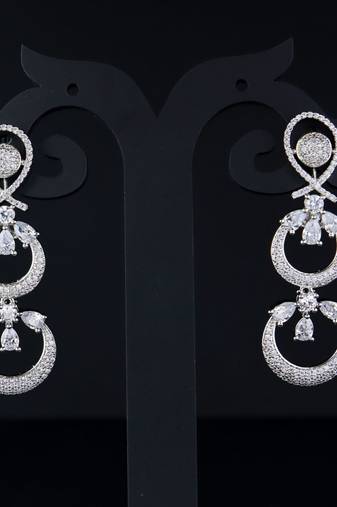 Rose Gold Plated Glittering Crystal AD Stone studded Earrings for Women & Girls 