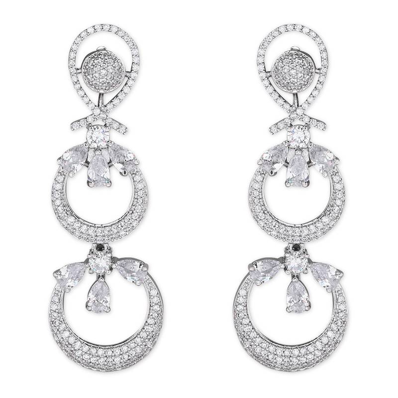 Rose Gold Plated Glittering Crystal AD Stone studded Earrings for Women & Girls 