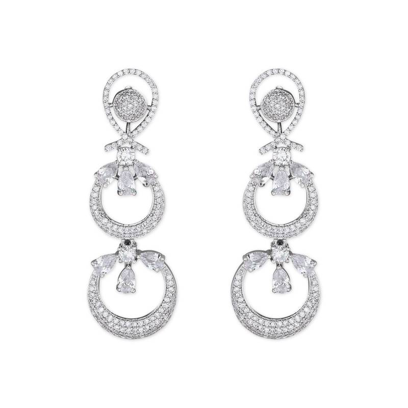 Rose Gold Plated Glittering Crystal AD Stone studded Earrings for Women & Girls 