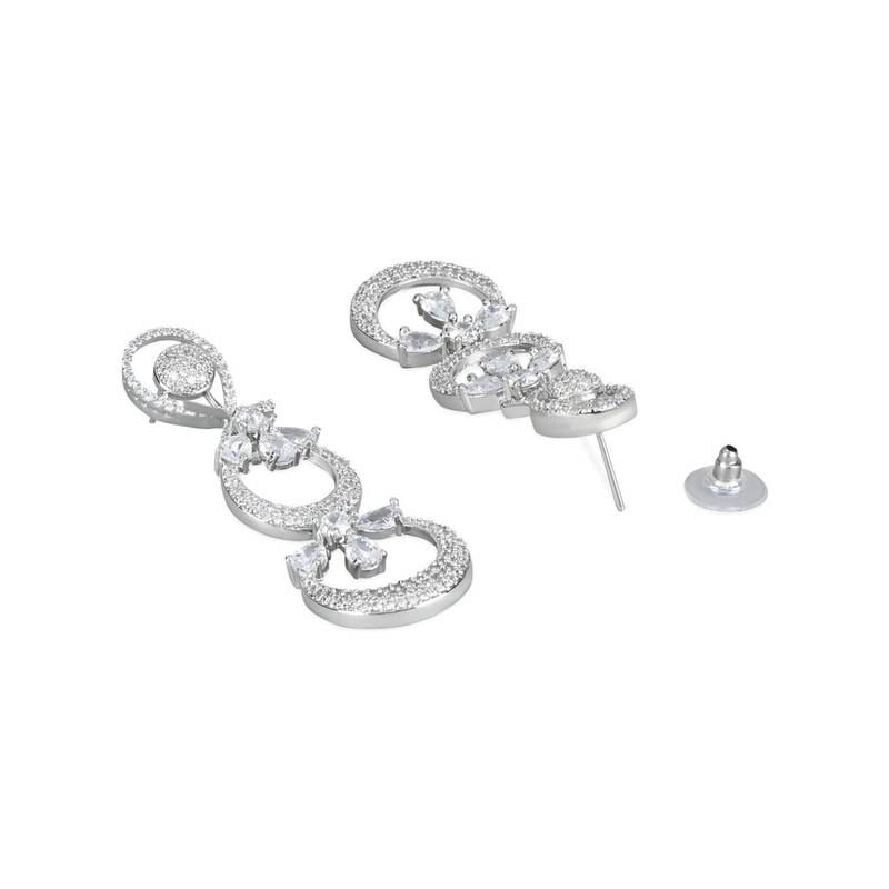 Rose Gold Plated Glittering Crystal AD Stone studded Earrings for Women & Girls 