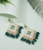 Traditional Gold Plated White Kundan Pearl Drop Earring For Women/Girls 