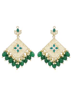 Traditional Gold Plated White Kundan Pearl Drop Earring For Women/Girls  2