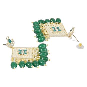 Traditional Gold Plated White Kundan Pearl Drop Earring For Women/Girls  3