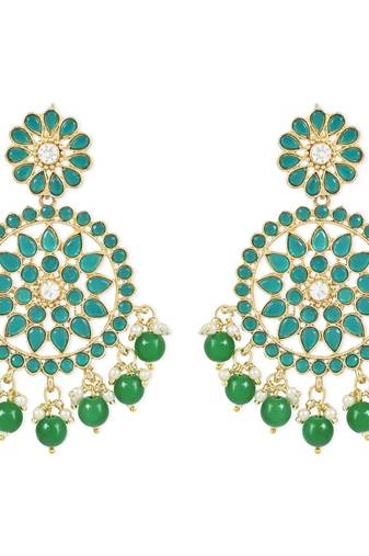 Traditional Pearl Hanging Stone Studed Chandbali Earring For Women/Girls (E3095G)