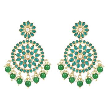 Traditional Pearl Hanging Stone Studed Chandbali Earring For Women/Girls (E3095G) 1
