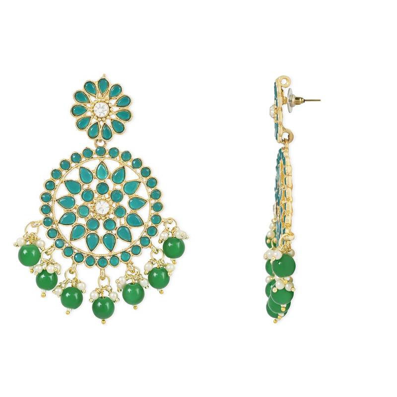 Traditional Pearl Hanging Stone Studed Chandbali Earring For Women/Girls (E3095G)