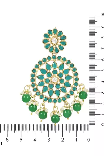 Traditional Pearl Hanging Stone Studed Chandbali Earring For Women/Girls (E3095G)