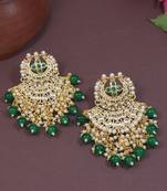 Traditional Gold Plated White Kundan Pearl Drop Earring For Women/Girls 