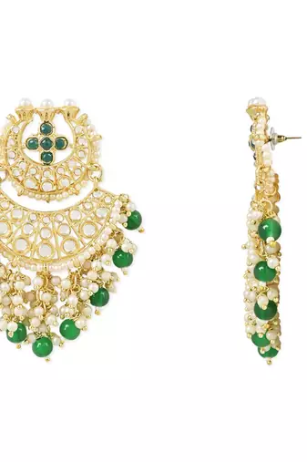 Traditional Gold Plated White Kundan Pearl Drop Earring For Women/Girls 