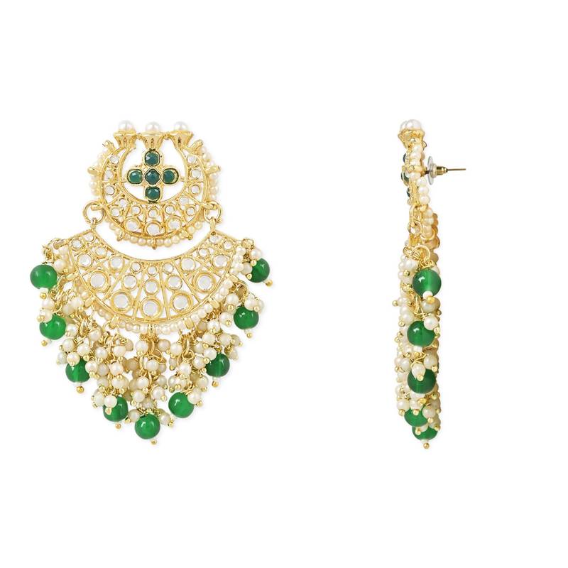 Traditional Gold Plated White Kundan Pearl Drop Earring For Women/Girls 