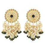 Traditional Gold Plated White Kundan Pearl Drop Earring For Women/Girls 