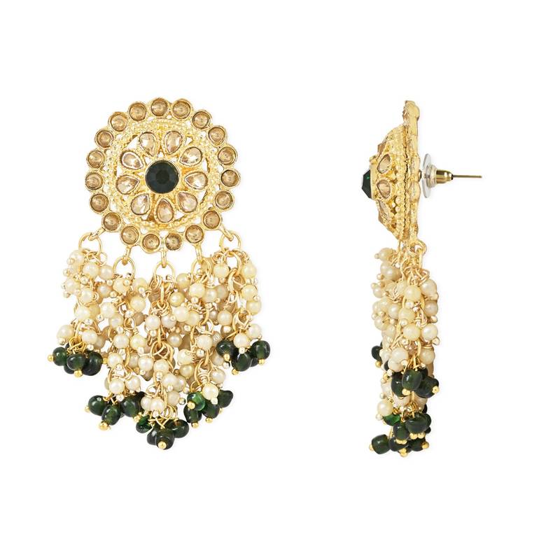 Traditional Gold Plated White Kundan Pearl Drop Earring For Women/Girls 