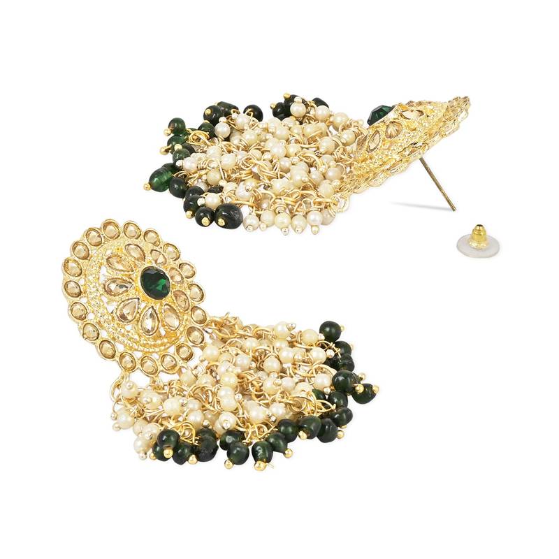 Traditional Gold Plated White Kundan Pearl Drop Earring For Women/Girls 